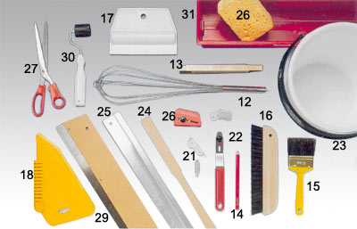 Verktyg som används vid tapetsering