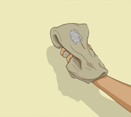 Tvätta ytan med målartvätt och skölj noga med många vattenbyten